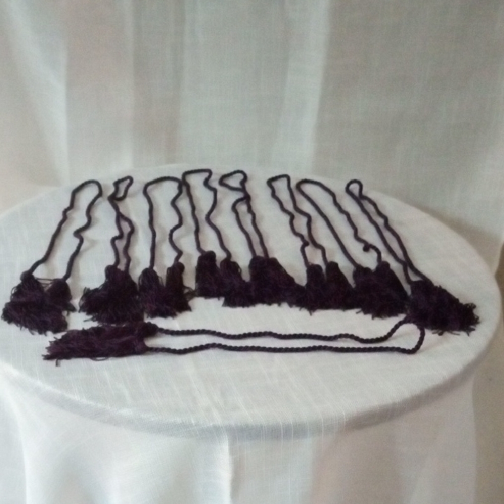 9 Pc 30" Chic Purple Braided Cord with Tassels - Picture 3 of 5